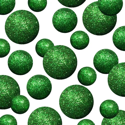 Vista 4 de Bolas de espuma con purpurina verde para manualidades y relleno de jarrón, 1250 bolas decorativas de dispersión de mesa, decoración de fiesta