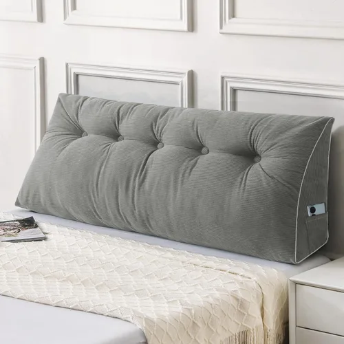 Vista 27 de Sasttie Almohada de Cabecera Queen, Almohada de Cuña de Cabecera para Sentarse en la Cama, Cojín Triangular con Soporte de Respaldo para Leer - Con