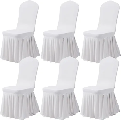 Vista 37 de Dimatic Juego de 2 fundas elásticas para sillas de comedor, fundas Parsons con falda, de elastano súper ajuste, funda protectora de asiento para Azul
