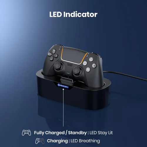 Vista 5 de NEWDERY PS5 Controller Charger Station, Fast Charging Dock for PlayStation 5 Controllers, Single Controller Charging Stand Replacement for PS5