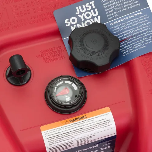 Vista 2 de Attwood Tanque de combustible portátil para barco marino de 6 galones con certificación EPA y CARB