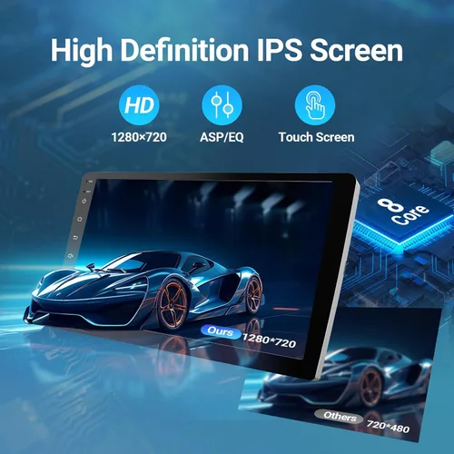 Vista 5 de Haudio Estéreo de auto de doble DIN de 9 pulgadas con Apple CarPlay/Android Auto, pantalla táctil HD con Octa-Core, Mirror Link, 4+64GB, BT 5.1
