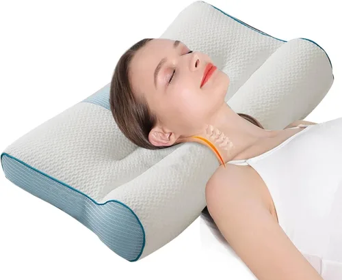 Vista 3 de Almohada cómoda de apoyo cervical para mejorar el sueño, almohada cervical mejorada 2025 mejorada para mejorar el sueño cervical para dormir Azul