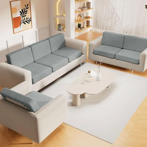 Vista 11 de hyha Fundas impermeables para sofá seccional, fundas de cojín Beige