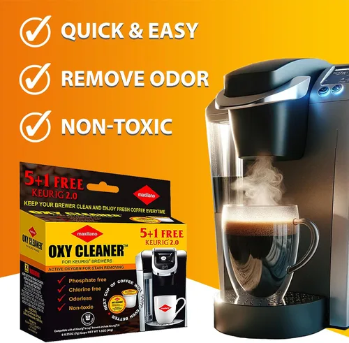 Vista 2 de Cápsulas de limpieza compatibles con K-Cup 2.0 Keurig, quitamanchas, biodegradables, no tóxicas, 6 tazas por paquete.