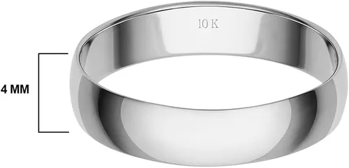 Vista 2 de Anillo de boda para mujer, oro blanco, rosa o amarillo de 4 mm. clásico, sencillo, simple, argolla de matrimonio de 10 quilates o 14 quilates