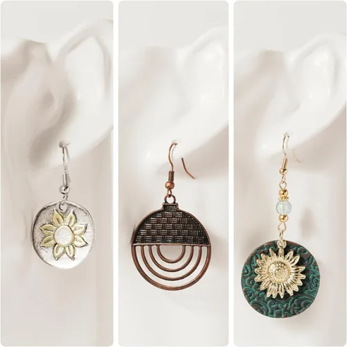 Vista 3 de 12 Pairs Boho Vintage Drop Dangle Earrings for Women Ethnic Style Chic Round Jewelry SetRetro Photoshoot Outfit Bundle for Women Trendy Mother's Day
