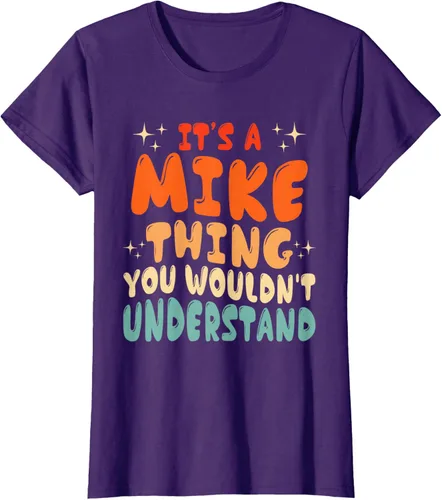 Vista 12 de Camiseta retro de los años 80 con texto en inglés "It's A Mike Thing You Wouldn't Understand", Negro