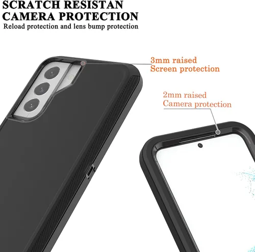 Vista 5 de YmhxcY Funda S22, funda para Galaxy S22, funda duradera de 3 capas a prueba de caídas, protección contra caídas, funda de goma sólida mate