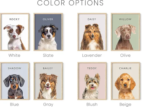 Vista 4 de HAUS AND HUES - Crea tu propio arte de pared enmarcado con retrato de mascota - Arte de pared de perros y decoración de pared de arte de gatos