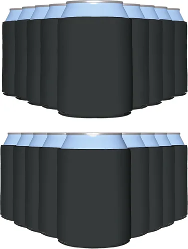 Vista 50 de PartyPrints Paquete de 25 Fundas Negras en Blanco para Enfriar Latas, Espuma Aislante Personalizable a Granel para Cerveza, Soporte de Bebida Liso