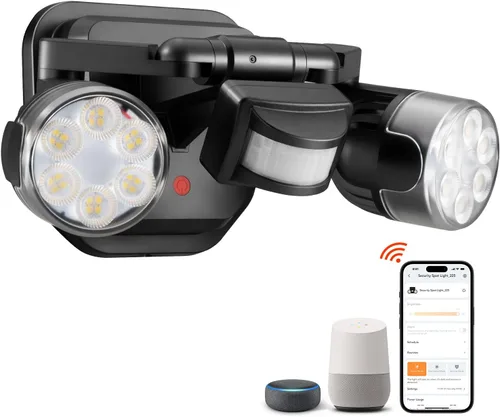 Vista 12 de OREiN Luz de seguridad con sensor de movimiento para exteriores, luz LED reflectora de doble cabeza ajustable, 3 modos