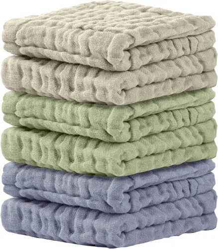 Vista 17 de Cuddle Campus Paquete de 6 paños de muselina para bebé, paños para eructos Set 3