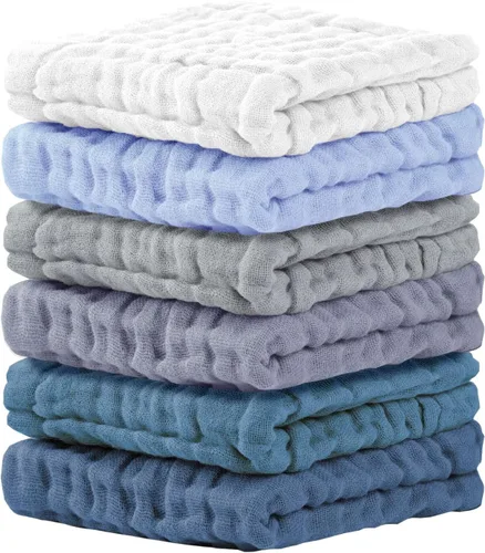Vista 18 de Cuddle Campus Paquete de 6 paños de muselina para bebé, paños para eructos Set 3