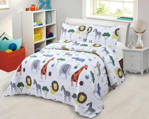 Vista 14 de Kids Zone Collection - Juego de colcha acolchada para niños y adolescentes, diseño de baloncesto y fútbol, azul marino y blanco, tamaño individual