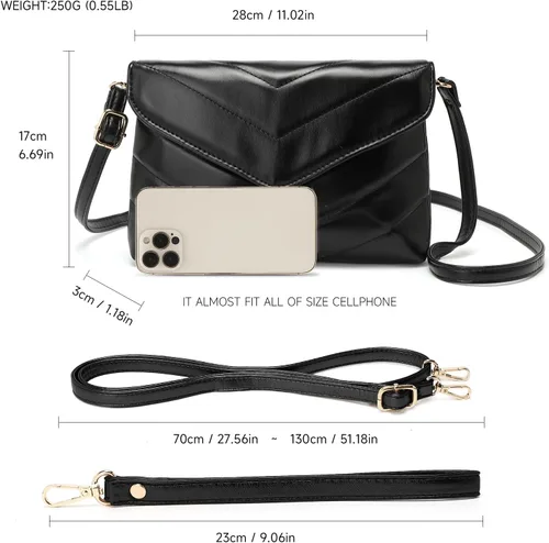 Vista 6 de Bolso de mano para mujer, pequeño, con correa larga, para ir de compras, bodas, fiestas