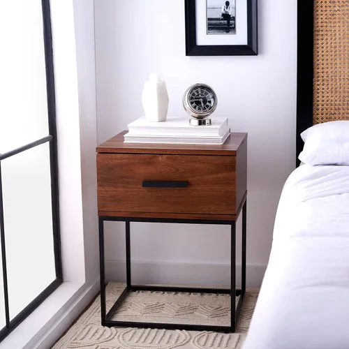 Vista 2 de Safavieh Home Collection NST5005A - Mesita de noche con 1 cajón, color marrón marquesa
