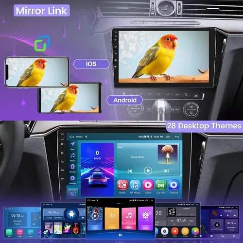 Vista 7 de Estéreo de coche de 2+64G Android Single DIN con Apple Carplay inalámbrico y Android Auto - Pantalla táctil de 10 pulgadas con WiFi/navegación