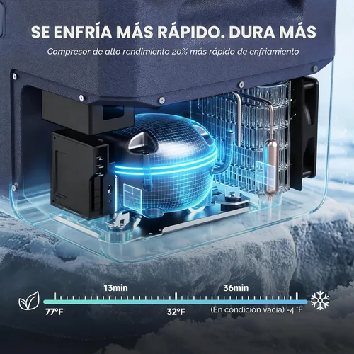 Vista 4 de BODEGA Refrigerador de coche de 12 voltios: portátil de 16 cuartos de galón, bajo ruido, enfriamiento rápido con pantalla LED, múltiples opciones