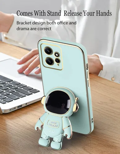 Vista 4 de Compatible con Redmi Note 12 4G Funda con chapado creativo de astronauta de dibujos animados rosa, para Redmi Note 12 4G, funda de teléfono