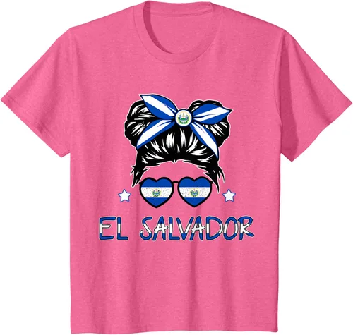 Vista 44 de Camiseta de El Salvador para Niñas Bandera Patrimonio Hispano Salvadoreño