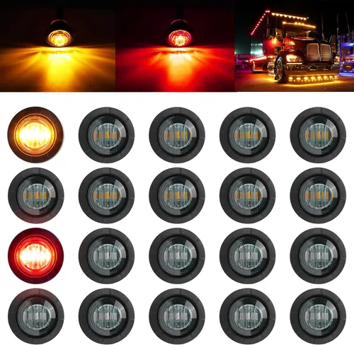 Vista 12 de PSEQT Luces LED de marcador de remolque de 3/4 pulgadas, indicadores de espacio lateral, luz trasera, impermeable, para remolque, camión, autobús