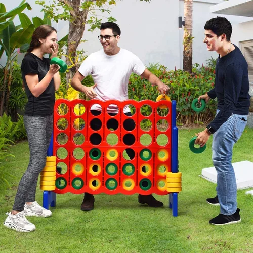 Vista 7 de Costzon Juegos gigantes gigantes de 4 en una fila, Jumbo de 4 en fila para niños y adultos, juego de plástico de conexión familiar para fiestas