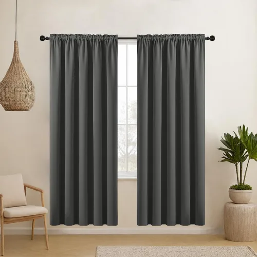 Vista 21 de CUCRAF Cortinas opacas cortas para oscurecer la habitación, paneles de cortina para ventana, bolsillo para cortinero, cortinas sólidas