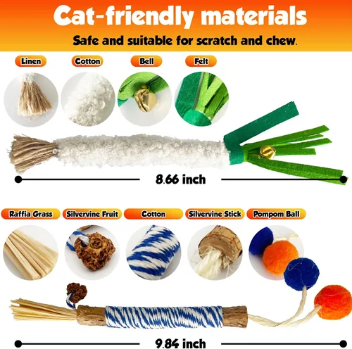 Vista 4 de Catnip - 6 palitos masticables con cuerda de algodón envuelta, juguete natural para el cuidado dental para la limpieza de los dientes y la salud