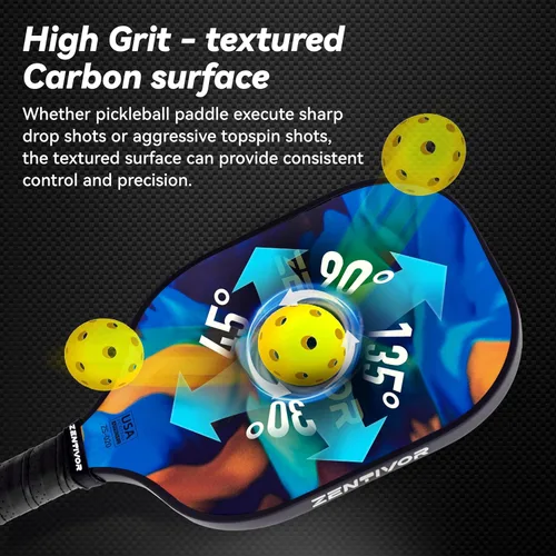 Vista 5 de Paletas de pickleball ligeras de carbono – Palas de pickleball USAPA para mujeres, hombres, principiantes e intermedios Superficie arenosa, diseño