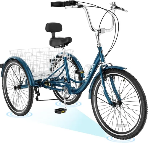 Vista 12 de ABORON Triciclo para adultos, bicicleta de 3 ruedas para adultos, triciclo para adultos, llantas de doble pared, triciclo para mujeres y hombres