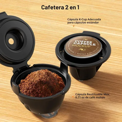 Vista 3 de Electactic Cafetera de una sola porción, cafetera 2 en 1 para K-Cup y café molido, tamaños de preparación de 6 a 14 onzas, cafeteras en cápsulas