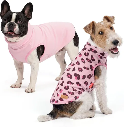 Vista 15 de KYEESE Paquete de 2 suéteres para perro, abrigo para mascotas, cuello alto, ropa elástica para perros, suéteres súper suaves para perros pequeños 1#