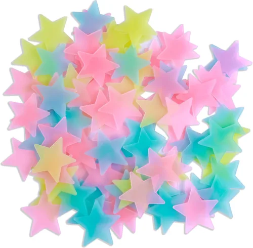 Vista 8 de AM AMAONM - Calcomanías de estrellas azules fluorescentes que brillan en la oscuridad, plástico noctilucente, para decorar paredes y techos