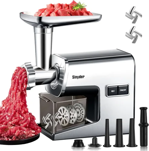 Vista 10 de 3000W Picadora de carne eléctrica 304 acero inoxidable Plata brillante