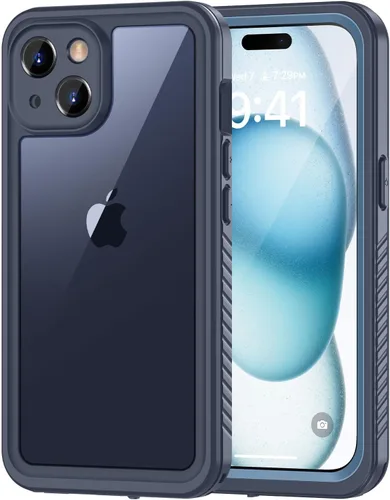 Vista 22 de Lanhiem Funda para iPhone 14, impermeable IP68 a prueba de polvo con protector de pantalla integrado, resistente a prueba de golpes de cuerpo Negro