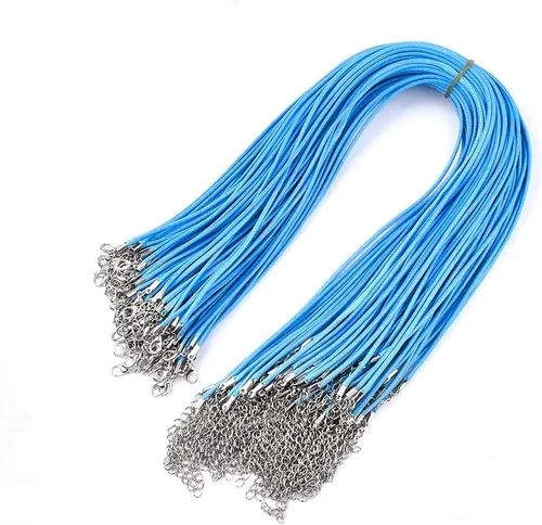 Vista 14 de 100 piezas de cordón encerado de 17 a 19 pulgadas, cuerda trenzada ajustable, para collares, colgantes para hacer joyas, cadenas con cierre de Azure