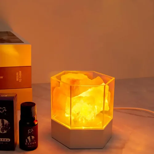 Vista 5 de Lámpara de sal de rosa natural para luz cálida y acogedora, perfecta como regalo o decoración del hogar