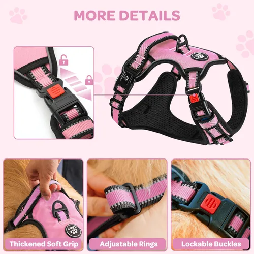 Vista 2 de FURRYFECTION - Arnés para perro a cuadros con correa y cinturón de Rosa