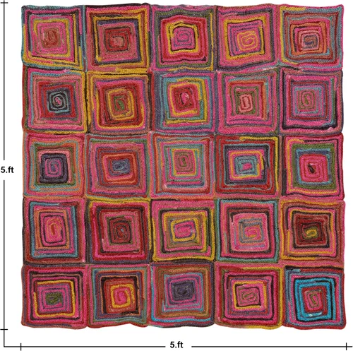 Vista 110 de Natural Jute Collection - Alfombra rectangular de 2 x 3 pies, alfombra de yute trenzada a cuadros multicolor de 0.27 pulgadas de grosor, ideal