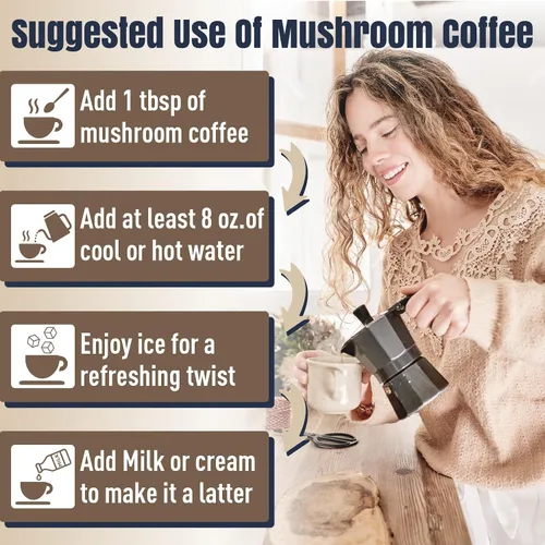 Vista 7 de Café de hongos, 11 hongos superalimentos que incluyen melena de león, reishi, chaga y ashwagandha, café de hongos instantáneo orgánico para energía