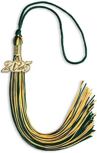 Vista 36 de Endea Graduation - Borla de doble color mixto con fecha dorada (negro/dorado antiguo, 2021)