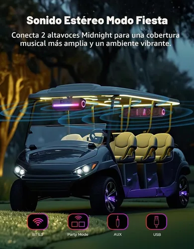 Vista 4 de KEKEMIMOTO 2025 Midnight 40 Barra de sonido UTV de 16 pulgadas, IP65 resistente al agua Golf Cart Sound Bar, ATV Speaker Bluetooth with RGB, SxS