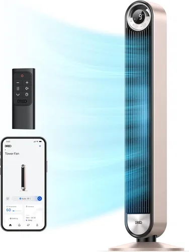 Vista 9 de Dreo - Ventilador de torre para dormitorio, DC actualizado de 9 velocidades 25dB ultrasilencioso, ventilador de piso, ventiladores oscilantes de 90°