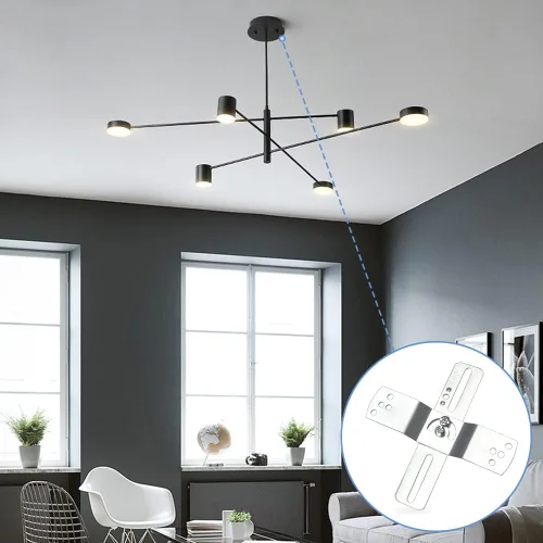Vista 5 de Helunsi 2 juegos de soporte de montaje de lámpara, barra transversal universal de 4 pulgadas para iluminación, placa de montaje de ventilador
