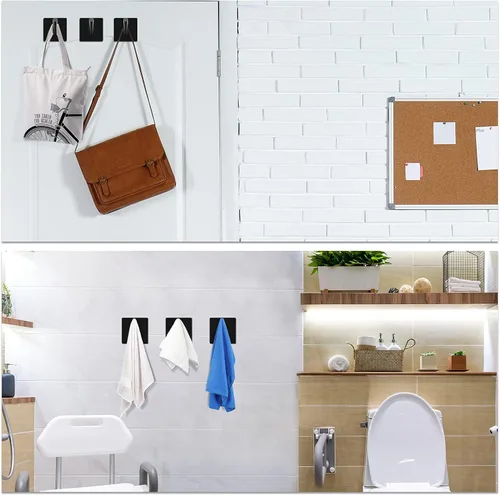 Vista 5 de Jetec 12 ganchos acrílicos para colgar en la pared, perchero, bata, organizador individual, gancho de pared transparente adhesivo decorativo