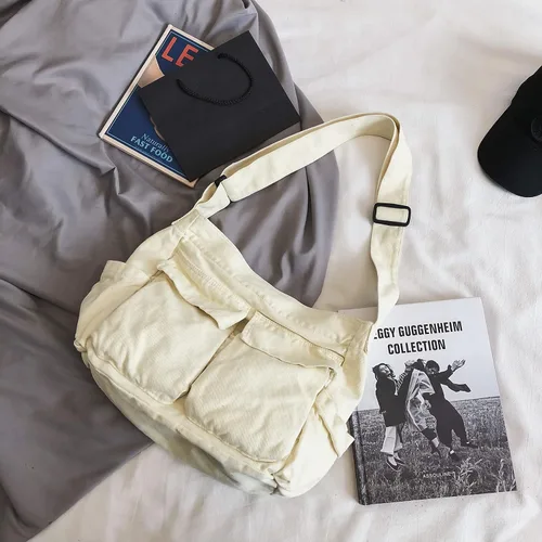 Vista 2 de Bolsos de lona de gran capacidad para mujeres y hombres, bolsos cruzados de hombro, bolso de mensajero para el trabajo, compras, viajes..