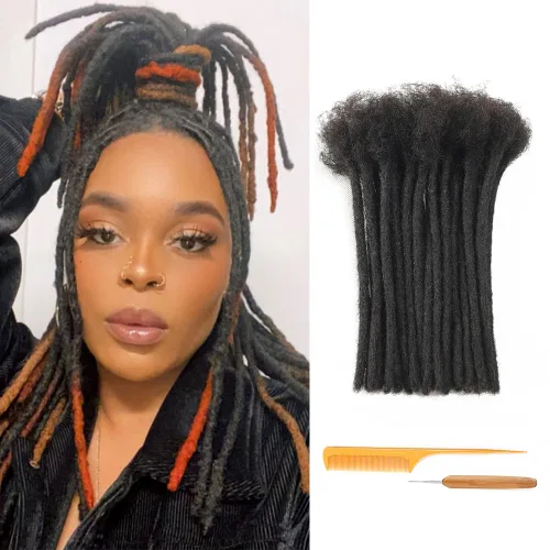 Vista 17 de Extensiones de Rastas de Cabello Humano 0.4cm de Grosor 4 Pulgadas 20 Hebras 100% Cabello Humano Real para Hombres/Mujeres/Niños Completamente