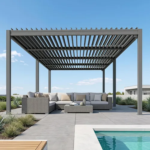 Vista 16 de Domi Pergola Screen All Aluminum, sombra de privacidad, 1 paquete, marrón