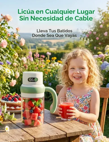 Vista 9 de Batidora portátil para exprimidor, USB-C recargable, verde
